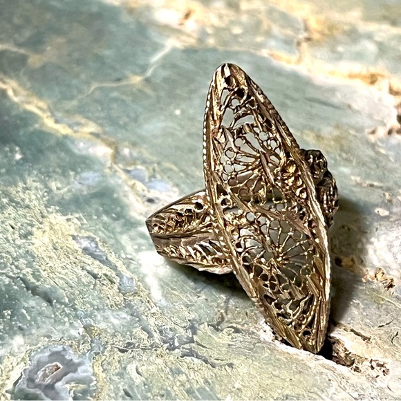 Sterling Silver Filigree Statement Ring - Picture 2 of 5